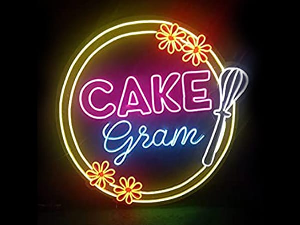 Multicolour Cake Shop Logo Neon Sign
